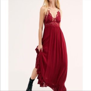 Free People cranberry Adella maxi dress!